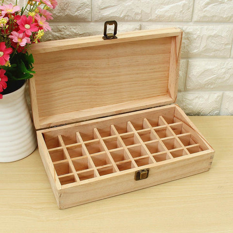 Wooden Box 32 Holes 5ml Or 10ml Bottles SPA YOGA Club Aromatherapy  Natural Pine Wood Without Paint