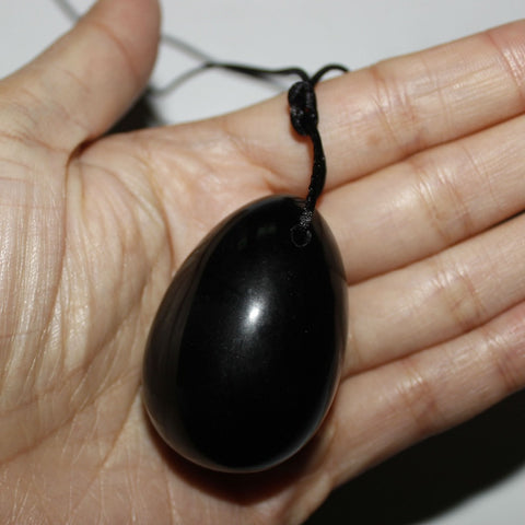 Drilled Natural Black Obsidian Egg for Kegel Exercise Pelvic Floor Muscles Exercise Yoni Egg Ben Wa Ball