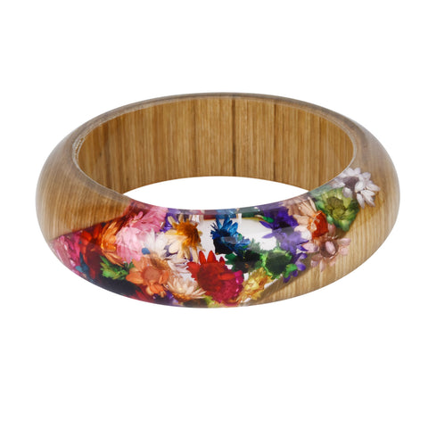 Bangle Bracelets Flower Wood