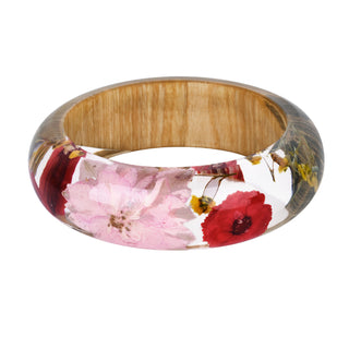 Jewelry Wood Resin Bangle Bracelet Dried Flower Cuff Summer