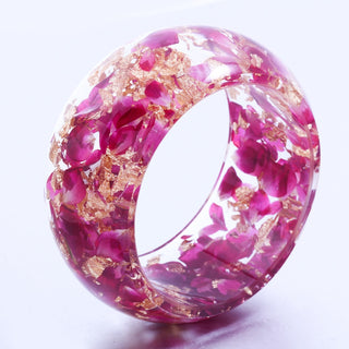 New Resin Bangles Rose Petal and Gold Flake Inside