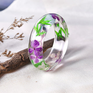 Resin Bangle Bracelet With Real Dried Flower