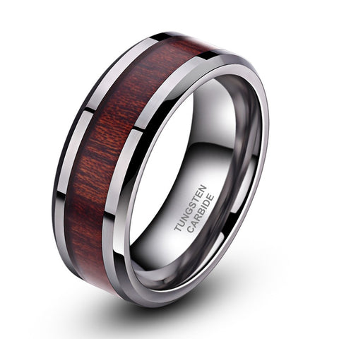 Ring Koa Wood Inlay Wedding