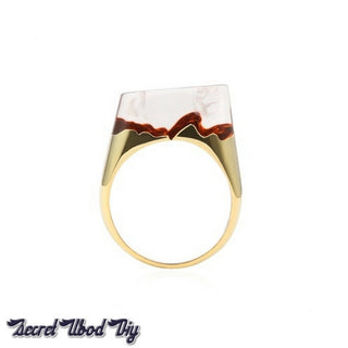 Unique Seabed Terrain Brass Gold Color Good Polishing Magical Nature Scenery Ring