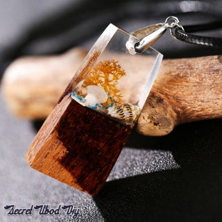 Clear Resin Wood Necklace Pendant