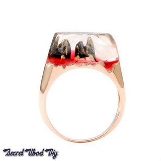 Natural Miniature Mountain Landscape Secret Promise Ring Anel