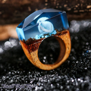 New Design Conch Resin Wooden Secret Rings