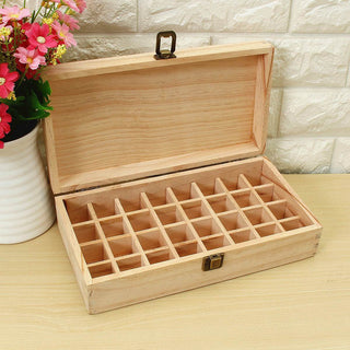 Wooden Box 32 Holes 5ml Or 10ml Bottles SPA YOGA Club Aromatherapy  Natural Pine Wood Without Paint