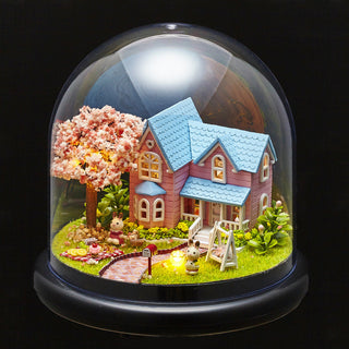 Romantic Cherry Crystal Organic Glass Cover Dollhouse Craft Kit With LED Lamp