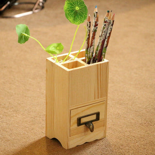 Creative Wooden Pen Container 4 Slots Storage Box