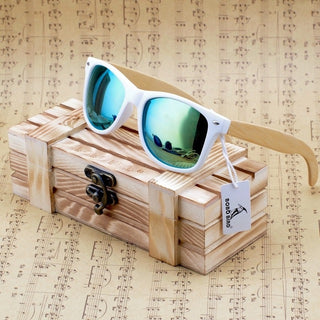 Wooden Sunglasses White Frame
