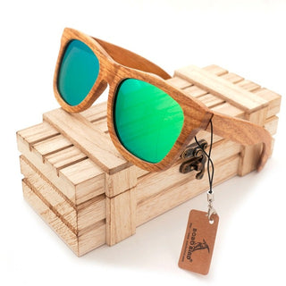 New Polarized Men's Brand Mirror Eyewear Wooden SunGlasses