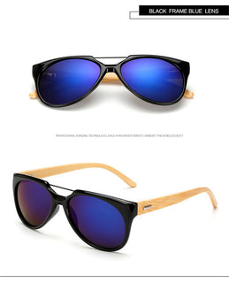 SunGlasses Real Wood Shades Gold Blue Outdoor Goggles