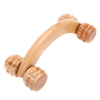 Handheld Wooden 4 Wheels Rollers Massager Body Arm Back Massager