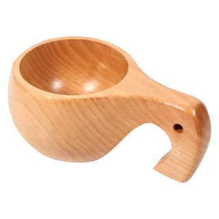 Wood Coffee Cup Portable Tea Milk Water Drinking Handle Home Decoration