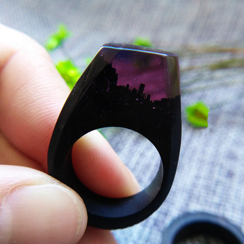 New Resin Secret Northern Lights Wood Rings