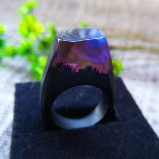 New Resin Secret Northern Lights Wood Rings