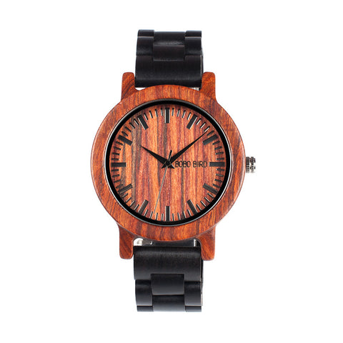 Wooden Watches Red Sandalwood Case Scale Dial Ebony Wooden Band Quartz Watch Brand Designer OEM