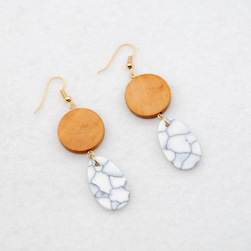 Trendy Wood Resin Drop Earrings