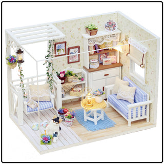 Doll House Wooden Furniture Kit LED Light Box Dollhouse Craft Gift