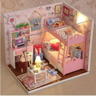 Model Doll House DIY Wooden Dollhouse Miniture With Light Furniture Kit