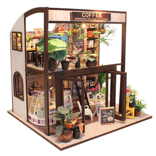 Wood Dollhouse Furniture Kit Miniature Coffee Shop