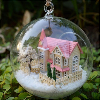 DIY Pink Villa Dollhouse New Glass Ball House Wooden Kit