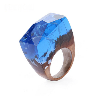 Blue Wood Ring