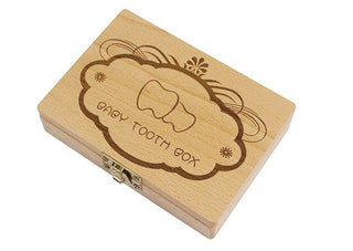 Wooden Box Molar Canine Cord Incisor Lanugo Organizer Case English Version