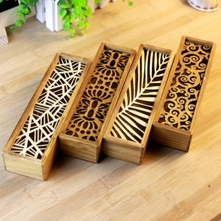 Multifunctional Hollow Out Receive Case Wooden Storage Boxes 19.2*5.5*4cm