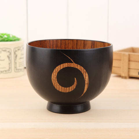 Round Wood Bowl Soup Rice Noodles Bowls