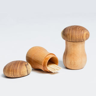 Natural Wood Mushroom Shape Toothpick-Box Eco-Friendly Table Decor