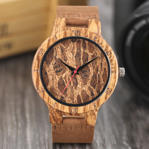 Creative Simple Wood Watches Men's Zebra/Cork Slag/Broken