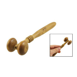 Practical Nonslip Handle Wooden 2 Rollers Face Neck Relaxing Massager