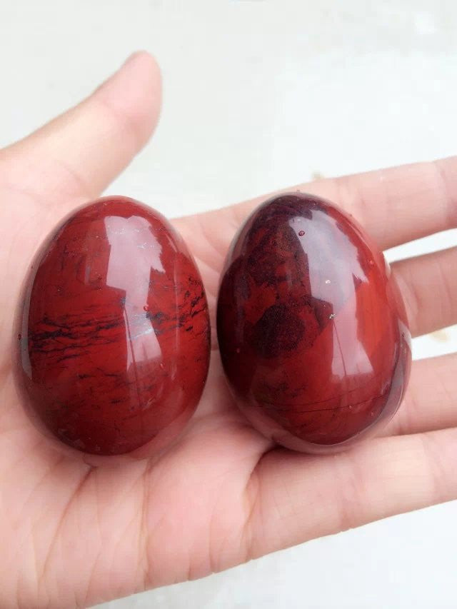 Red Jasper Natural Stone Carved Bell Chakra Healing Reiki Stone Crafts Undrilled Jade Egg