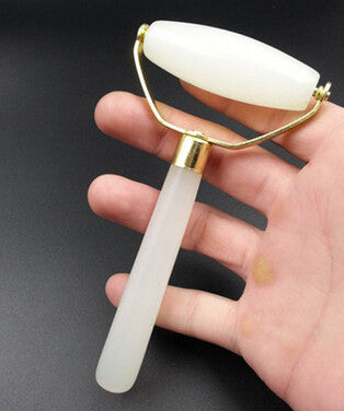 Handmade Natural White Color Jade Stone Facial Massage Roller