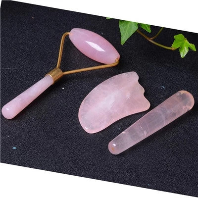 Rose Quartz Scraping Plate or Roller or Wand with Acupuncture Facial Massage