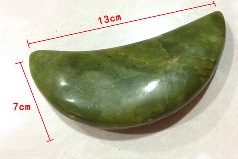 Handmade Craved Natural Green Stone Moon Shape Stone Massage Tool