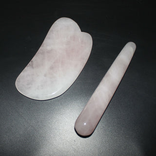 Natural Rose Quartz Guasha Board and Massage Wand Massage Tool