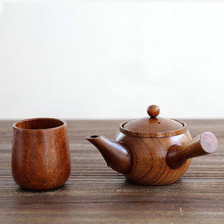 Nature Wood Teapot Kung Fu Tea Pot With Strainer Wooden Tableware