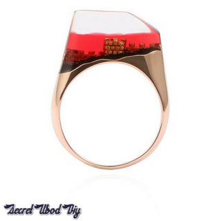 Nature Landscape Rose Gold Color Brass Transparent Fashion Ring Anel