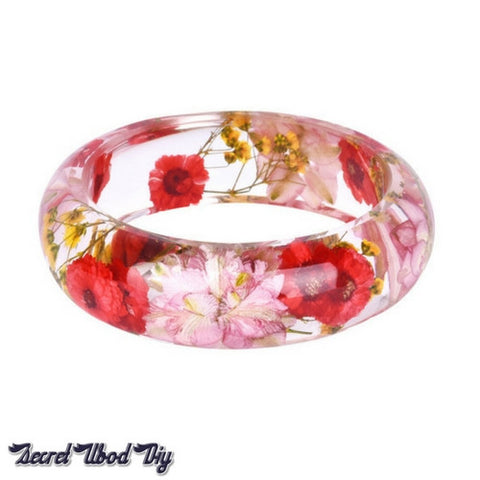 Flower Resin Bracelet Bangle Real Flower Inside Of Cuff Love Bracelet