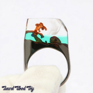 Magic Ring Miniature Coral Landscape Inside Ring Handmade