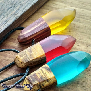 Resin Wood Pendant Necklace Long